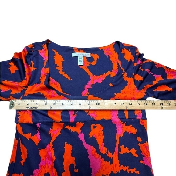 DIANE VON FURSTENBERG VINTAGE 100% Silk Orange Blue Dress Size 4 VGUC - Picture 5 of 5